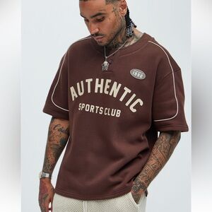 Fashion Nova Brown Authentic Sports Club Shirt